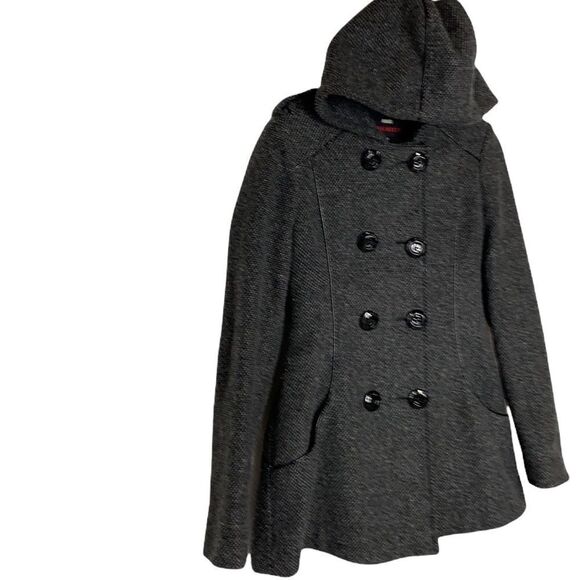 Miss Sixty Wool Blend Double Breasted Belted Pea Coat Grey Tweed Small EUC - Picture 3 of 16